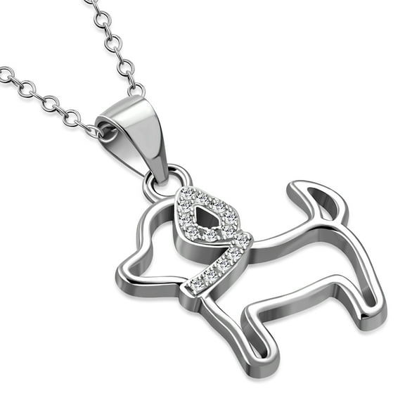 Puppy Dog Necklace Pendant 925 Sterling Silver Cubic Zirconia