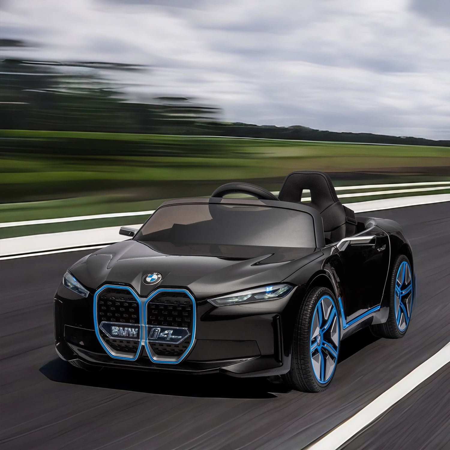 CIPACHO Licensed BMW I4, 12v Kids Ride On Car with 2.4G Parents Remote Control, Electric Car for Kids, 3 Speed Adjustable, USB, MP3, Bluetooth, Black