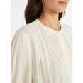 thumbnail image 4 of Time and Tru Women's Pintuck Blouse with Long Sleeves, Sizes XS-XXXL, 4 of 5