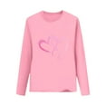 thumbnail image 2 of Girls Pink Long Sleeve T-Shirt with Heart Graphic - Soft Stretch Crewneck Top for Kids to Big Kid (2-14 Years),Size 11-12 T, 2 of 6