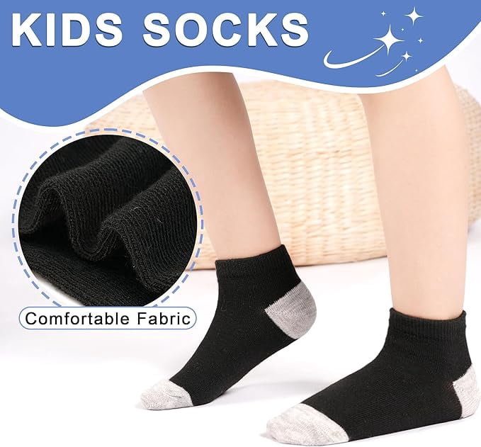 25 Pairs Toddler Kids Socks, Ankle Athletic Low Cut Short Socks for Boys Girls 1-14 Years