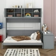 thumbnail image 2 of BEBPILOO Queen Size Wall Murphy Bed with Desk and Storage Shelves and Big Cabinets, Gray, 2 of 13