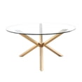 thumbnail image 1 of Heavenly Collection Round Dining Table in Gold with Tempered Glass, 1 of 2