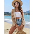 thumbnail image 6 of Women's Crochet Long Sleeve Lightweights Cover Open Front Cardigan for Summer Khaki One size, 6 of 10
