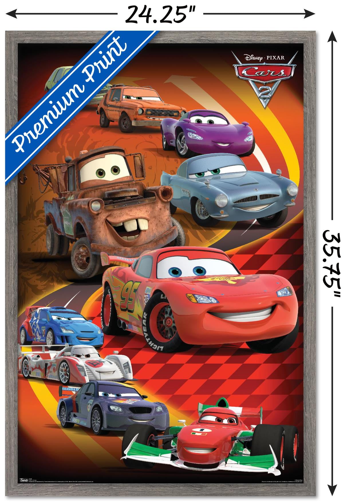 Disney Pixar Cars 2 - Group Wall Poster with Wooden Magnetic