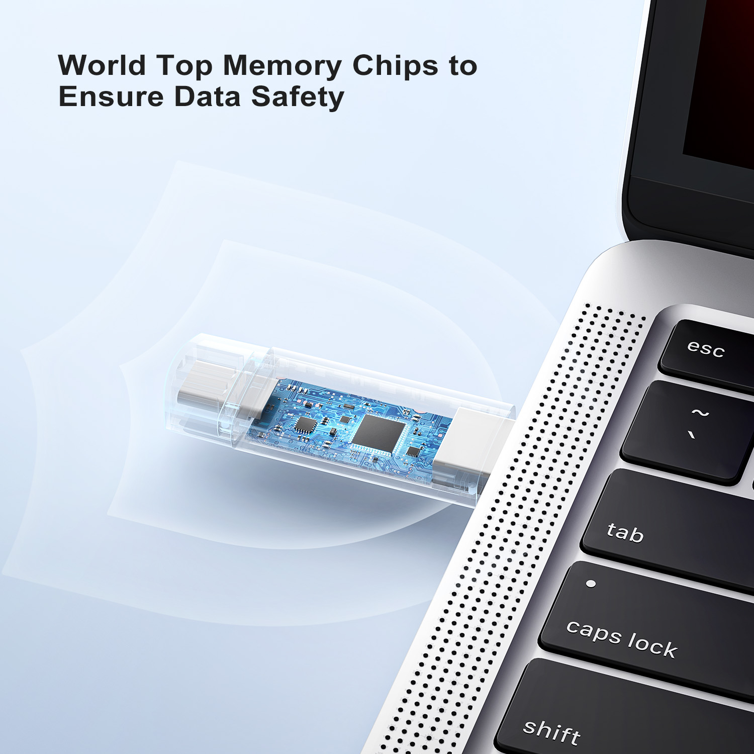 Topesel 128GB Dual USB 3.0 Flash Drive USB-C & USB-A photo 2