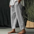 thumbnail image 3 of Pantalones casuales de mujer para primavera y verano, de tiro medio, cintura elástica, cordón ajustable, estilo jogging y yoga, con bolsillos, pernera ancha, estilo harem., 3 of 4
