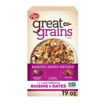 Post Great Grains Raisins, Dates & Pecans Breakfast Cereal, Non GMO Project Verified, Heart y, Low , Whole Grain Cereal, 19 Ounce