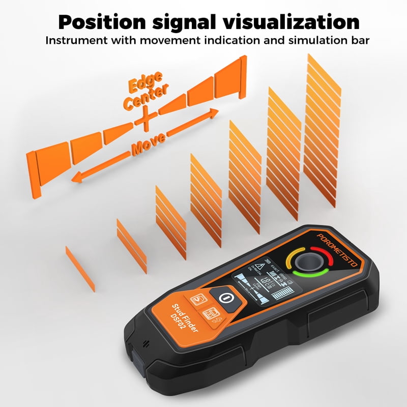 POROMETISTO DSF02 6-in-1 Stud Finders, Wire Family Finder with Light and Line Guidance, Type-C Charging, for AC Wiring, Wood, Metal, and Pipes, with Precision/Depth Mode