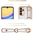 thumbnail image 3 of Samsung Galaxy A25 5G Case with Wrist Strap,Luxury Cute Plating Edge Love Hearts Pattern for Girls Women, Finger Holder Kickstand Soft Shockproof Phone Case for Galaxy A25 6.5" White, 3 of 15