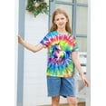 thumbnail image 4 of Aideaone Girls Kids Shirts Tie Dye T-shirt Casual Short Sleeve Crewneck Tee Top Size 5-12, 4 of 6