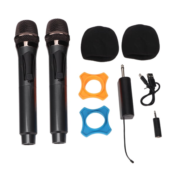 Micrófono inalámbrico 1 para 2, sistema de micrófono de Karaoke dinámico portátil Dual con receptor recargable para reuniones de fiesta