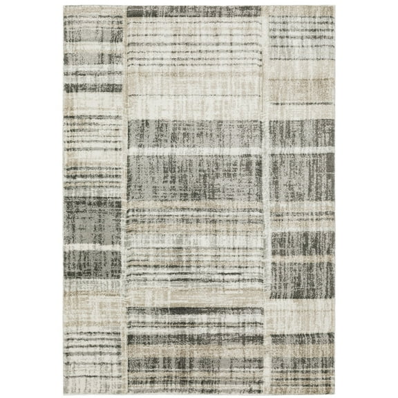 Oriental Weavers Cambria Area Rug - 055X2 - 6'7" x 9'6" - in Tan/ Charcoal - Modern Style, Stain Resistant, Family and Pet Friendly , Dining, Living Room Rug
