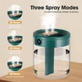 thumbnail image 2 of Humidificador de aire, humidificador de vapor frío de 2 l con luz nocturna, apagado automático, humidificador difusor para el hogar, boquillas dobles (verde), 2 of 4
