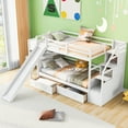 thumbnail image 3 of Euroco Wood Twin over Twin Bunk Bed with Desk and Slide,Drawers Bookcase and Storage Staircase for Kids Teens, White, 3 of 17