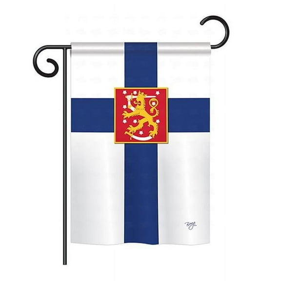 Breeze Decor BD-CY-GS-108103-IP-BO-D-US13-BD 13 x 18.5 in. Finland Flags of the World Nationality Impressions Decorative Vertical Double Sided Garden Flag Set with Banner Pole