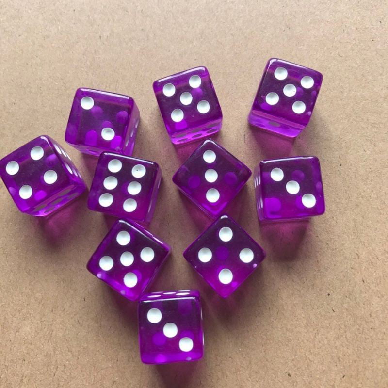 10pcs Six Sided D6 Polyhedral Dice with Numbers 16mm Purple+Blue
