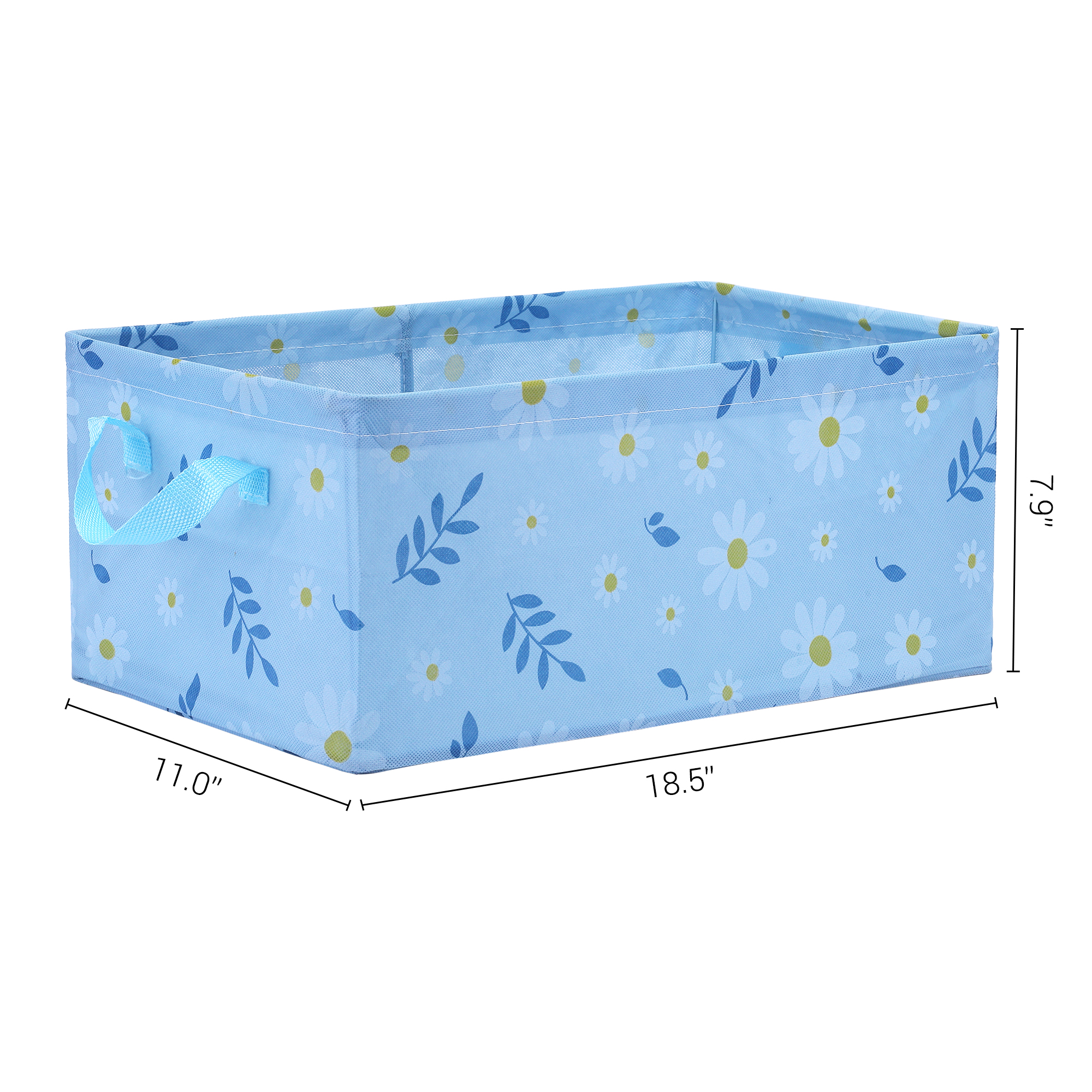 Unique Bargains Storage Cube Collapsible Storage Basket with Handles for Shelves 1pk Blue