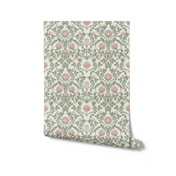 Pastel Floral Damask Wallpaper