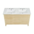 thumbnail image 5 of Cascade 48 in. Natural Oak, Double Basin Bathroom Vanity With White, 3-Hole Ceramic Sink Top, 5 of 8