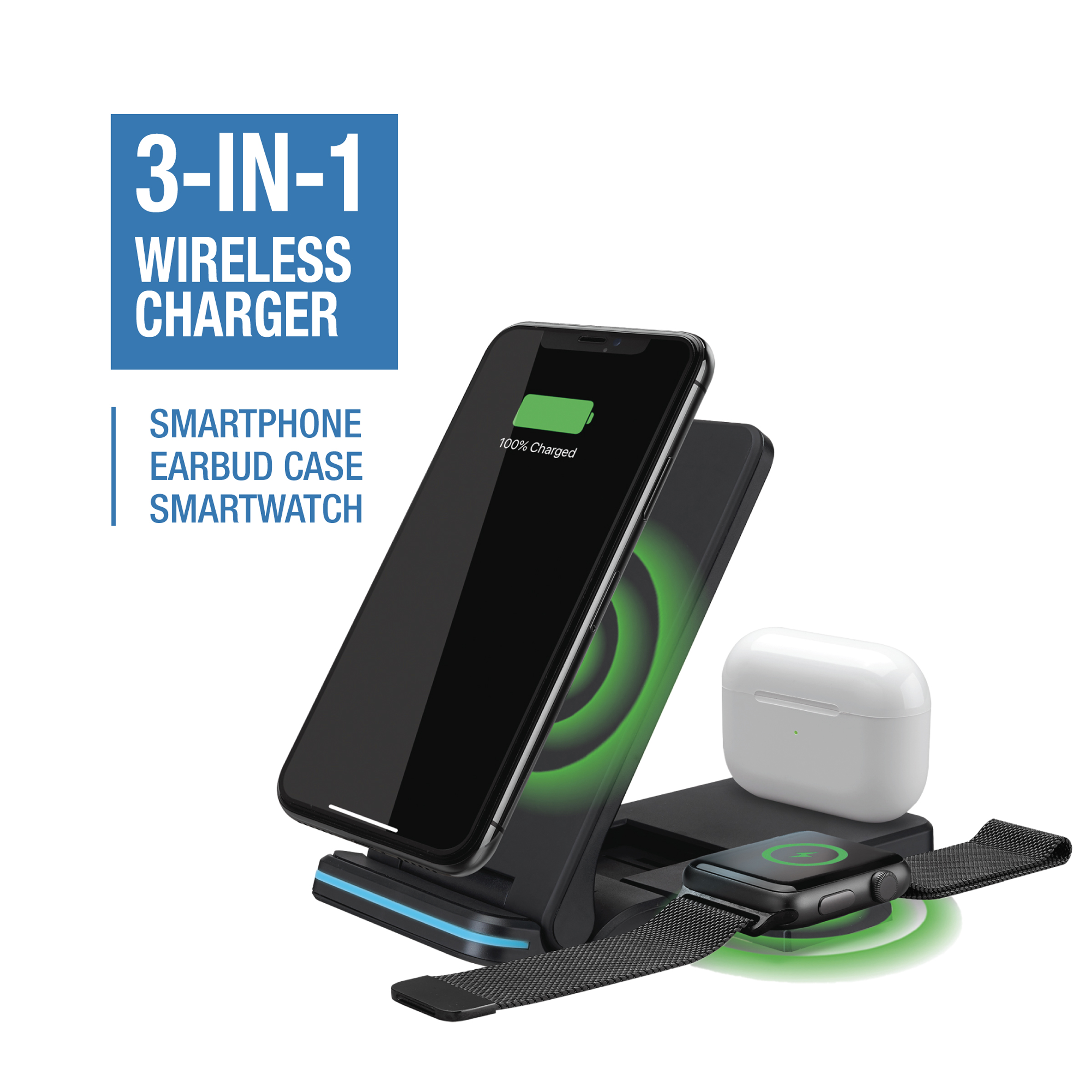 iLive 3-in-1 Wireless Charging Stand, Black photo 6