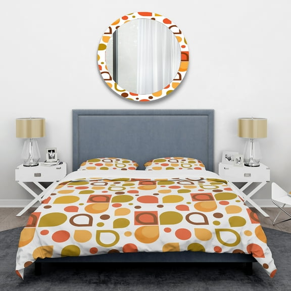 Designart 'Abstract Retro Geometric I' Mid-Century Modern Duvet Cover Set