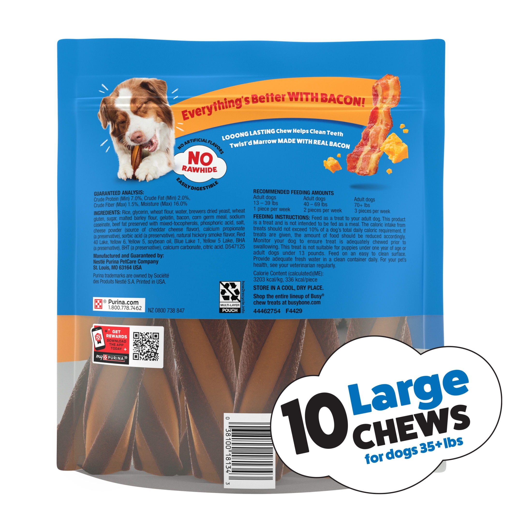 Purina Busy With Beggin’ Twist’d Cheddar and Hickory Smoke Flavors Large Dog Chew Treats, 36 oz.
