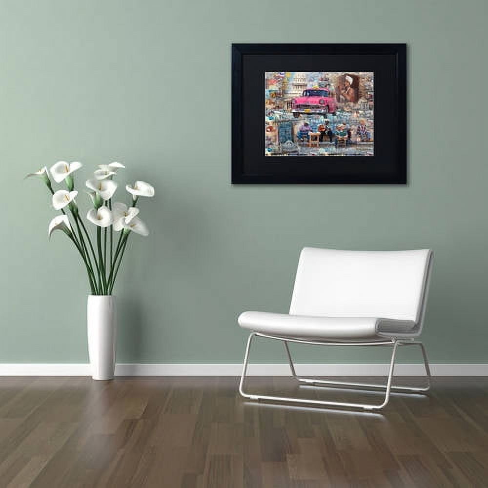 Trademark Fine Art "Pink Chevy in Havana" Canvas Art by Alberto Lopez, Black Matte, Black Frame