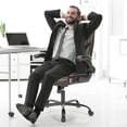 thumbnail image 3 of edx Computer Gaming Chair, Ergonomic High Back Heavy Duty Task Desk Office Chairs with Wheels, Flip-up Arms, Adjustable Height, PU Leather, Brown, 3 of 10