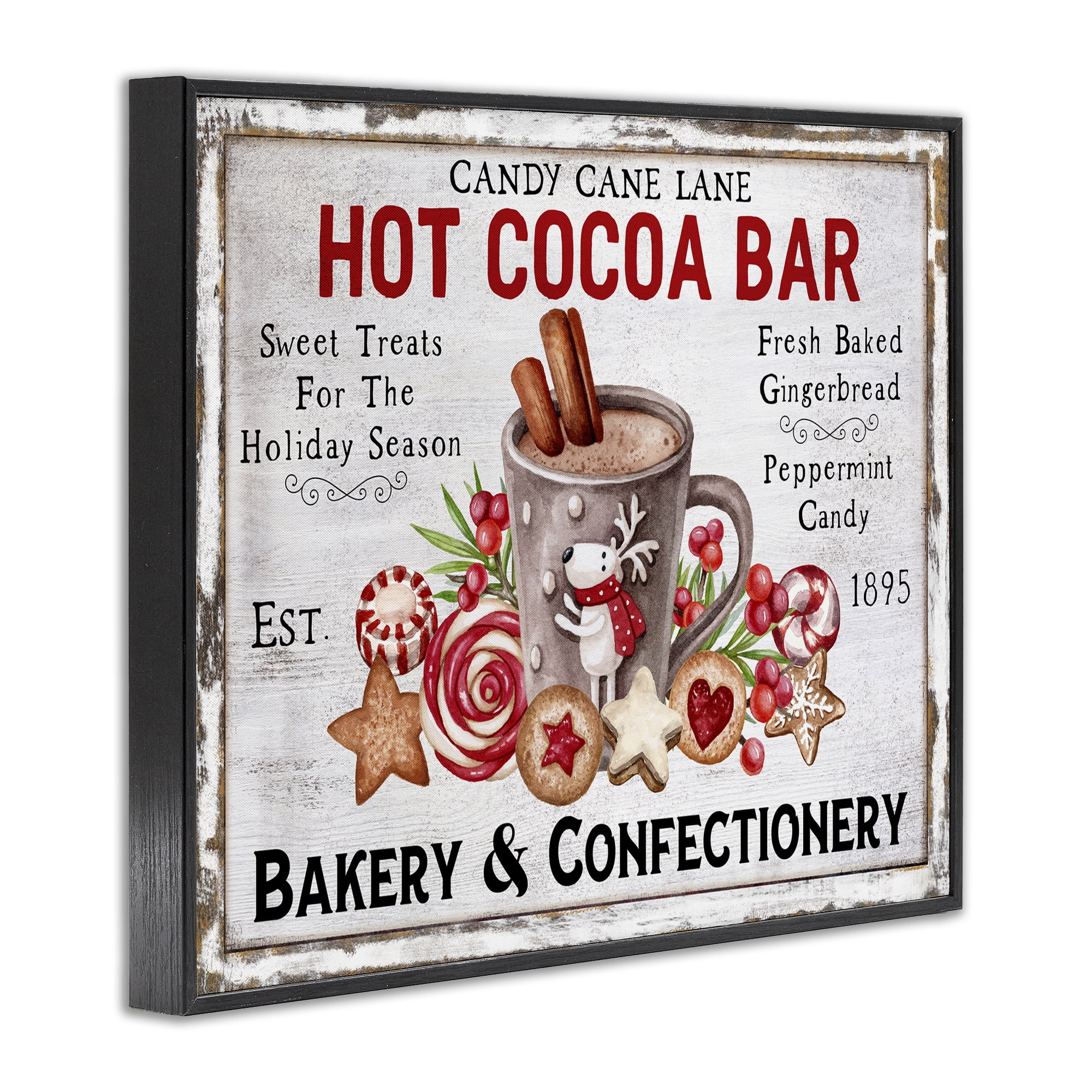 Stupell Industries Hot Cocoa Confectionery Holiday Painting Black Framed Art Prints Wall Art, 30 x 24