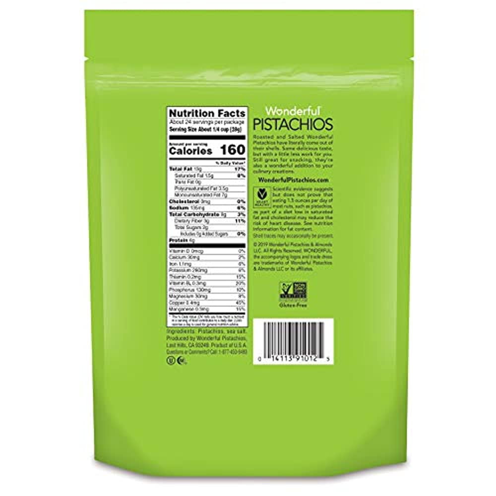 Wonderful Pistachios, No Shells, Roasted & Salted, 24 Ounce Resealable Bag