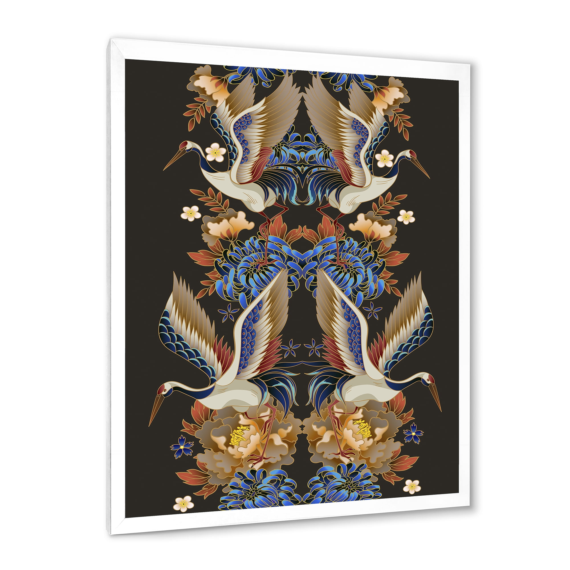 Designart 'Chinoiserie With Peonies and Birds IX' Traditional Framed Art Print