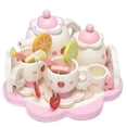 thumbnail image 1 of Tea Party Tableware Wooden Handicraft Toy Kitchen Pretend Play Set Cooking Coffee Bread For Toddlers Kids Birthday Gift Favors, 1 of 7