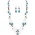 thumbnail image 1 of Coiris Collier Déclaration à 3 Couches Turquoise et Perles de Bois Simulé pour Femmes avec Boucles d'Oreilles (N0042), 1 of 4
