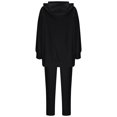 thumbnail image 4 of Hueook Sweat Suits For Womens 2 Piece Ladies' Round Neck Long Sleeved Shirt Casual Wide Leg Pants Two-piece Fashionable Set Black 4X, 4 of 6