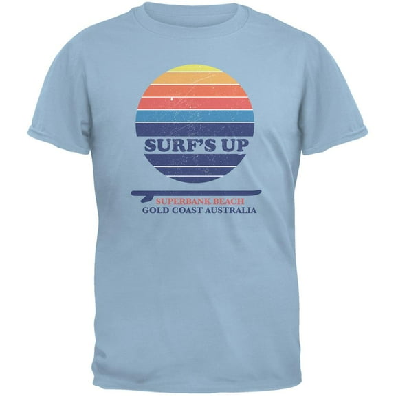 Surf's Up Superbank Beach Light Blue Adult T-Shirt - Large