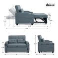 thumbnail image 6 of Ktaxon Faux Leather Loveseat Sofa Bed with Side Pockets, Adjustable Backrest Lounge for Living Room, Game Room Blue-Gray, 6 of 13