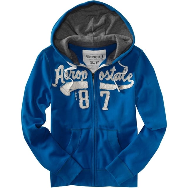 Aeropostale - Sudadera con capucha para hombre, diseño deshilachado Est 87, azul, XXL Aeropostale Sudadera