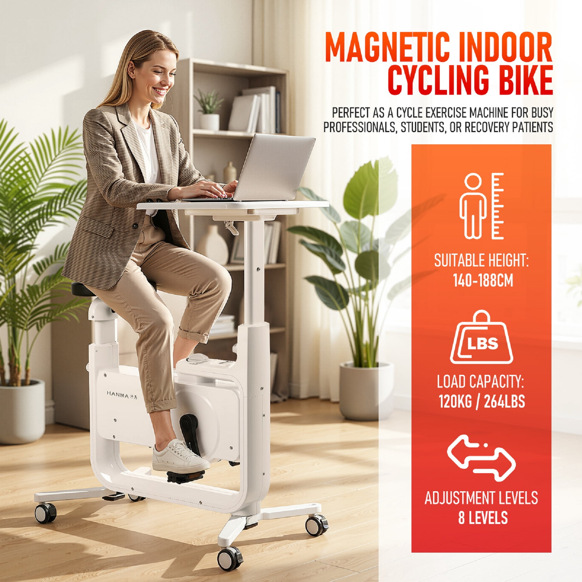 Toyandona Indoor Stationary Bike with Quiet Magnetic Resistance and Adjustable Workspace