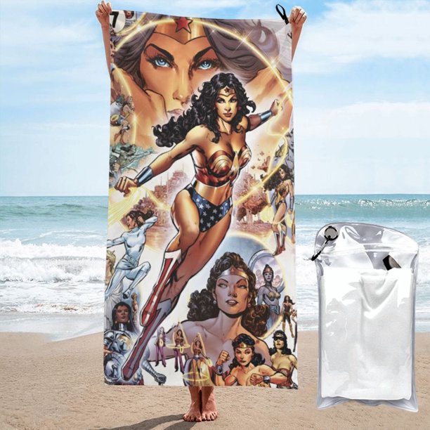 Toalla de playa de Wonder Woman, suave, ligera, de secado rápido, absorbente, grande, para baño, para niños y adultos, para viajes, natación, playa, gimnasio, camping, yoga, 31,5 x 63 pulgadas