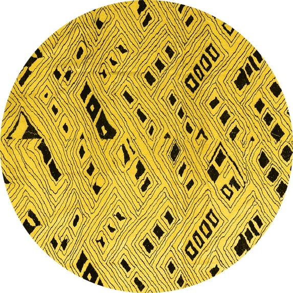 Ahgly Company Indoor Round Solid Yellow Modern Area Rugs, 3' Round