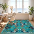 thumbnail image 3 of Design&I 3'x5' Washable Accent Rug Pet Friendly & Non-Slip Built-In Grip Ocean Coral Seascape Marine Reef Border Fish Turtle Nautical Playful Expressive for Bedroom, Walk-in Closet, 3 of 7