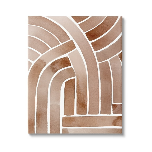 Stupell Industries Abstract Rounded Stripes Lines Brown Watercolor Design Painting Gallery Wrapped Canvas Print Wall Art, Design by Grace Popp