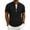 21-Black, variant on Mens Zip Up Short Sleeve Shirt Stand Collar Textured Waffle Pattern Summer Breathable Sporty Tops Side Pockets Army Green S