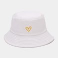 thumbnail image 2 of Summer Hats for Women Unisex Heart Embroidered Cotton Bucket Hat Outdoor Sun Fishing White M, 2 of 7