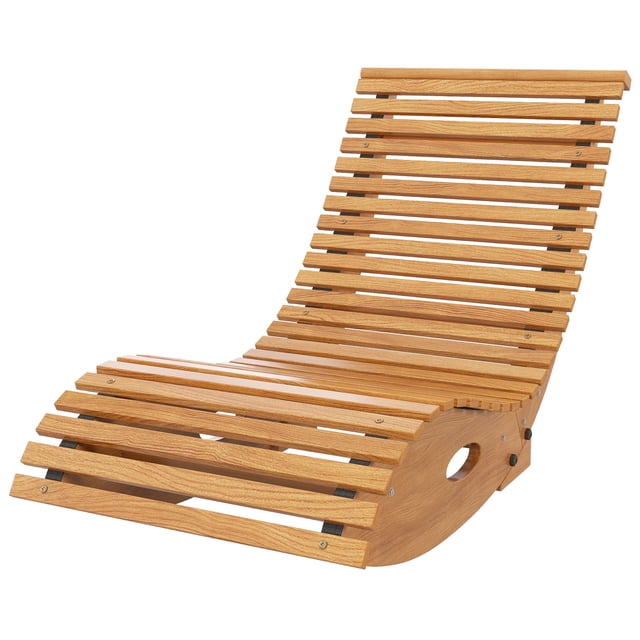 CoSoTower Outdoor Rocking Chair w/ Slatted Seat, Wooden Rocking Chair, 51.2" x 23.6" x 23.6", Light Brown