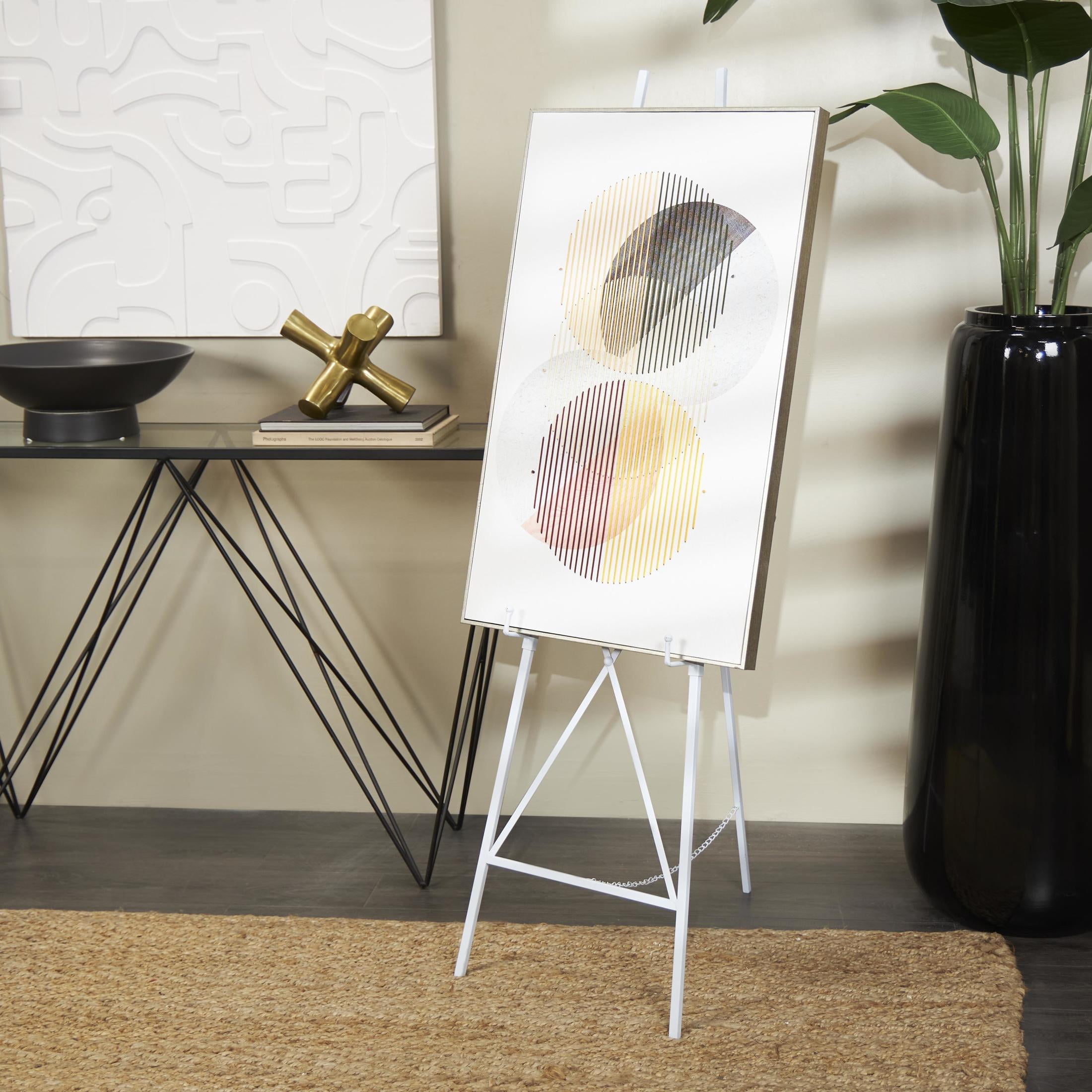 DecMode 16" x 54" White Metal Tall Adjustable Floor 2 Tier Easel, 1-Piece