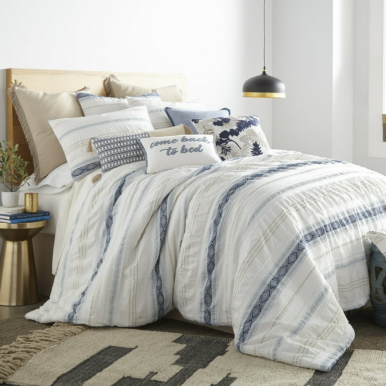 Levtex Home Pickford Comforter Set Twin Comforter One Standard Pillow Cases Blue Taupe Off White Jacquard Tribal Comforter 68 x 88in. and Pillow Case 26 x 20in. Cotton Walmart