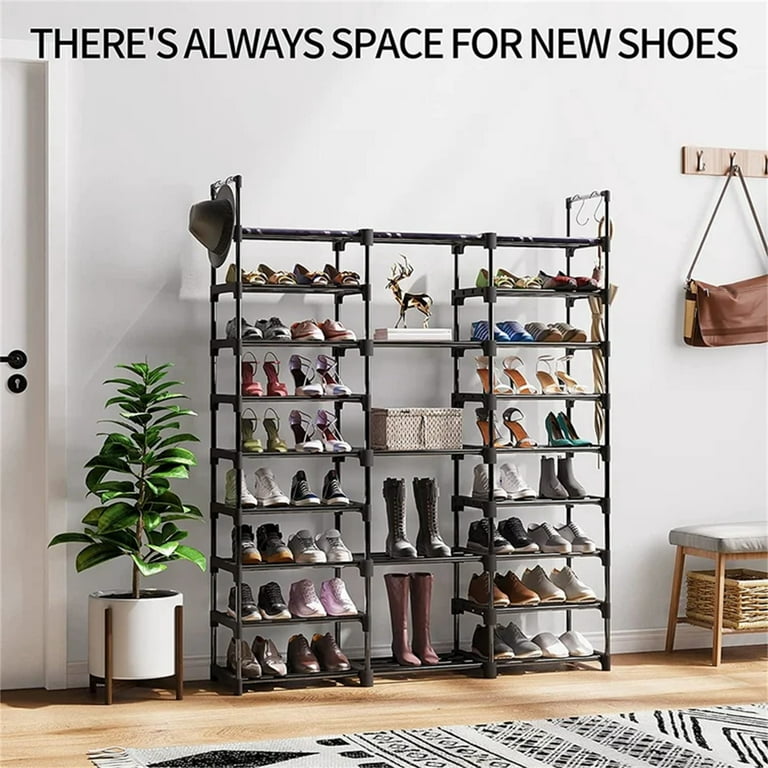 Buy 9 Tiers Shoe Rack Metal Shoe Storage Shelf Free Standing Large Shoe  Stand 50-55 Pairs Shoe Tower Unit Tall Shoe Organizer with 2 Hooks by  Global Phoenix on Dot & Bo