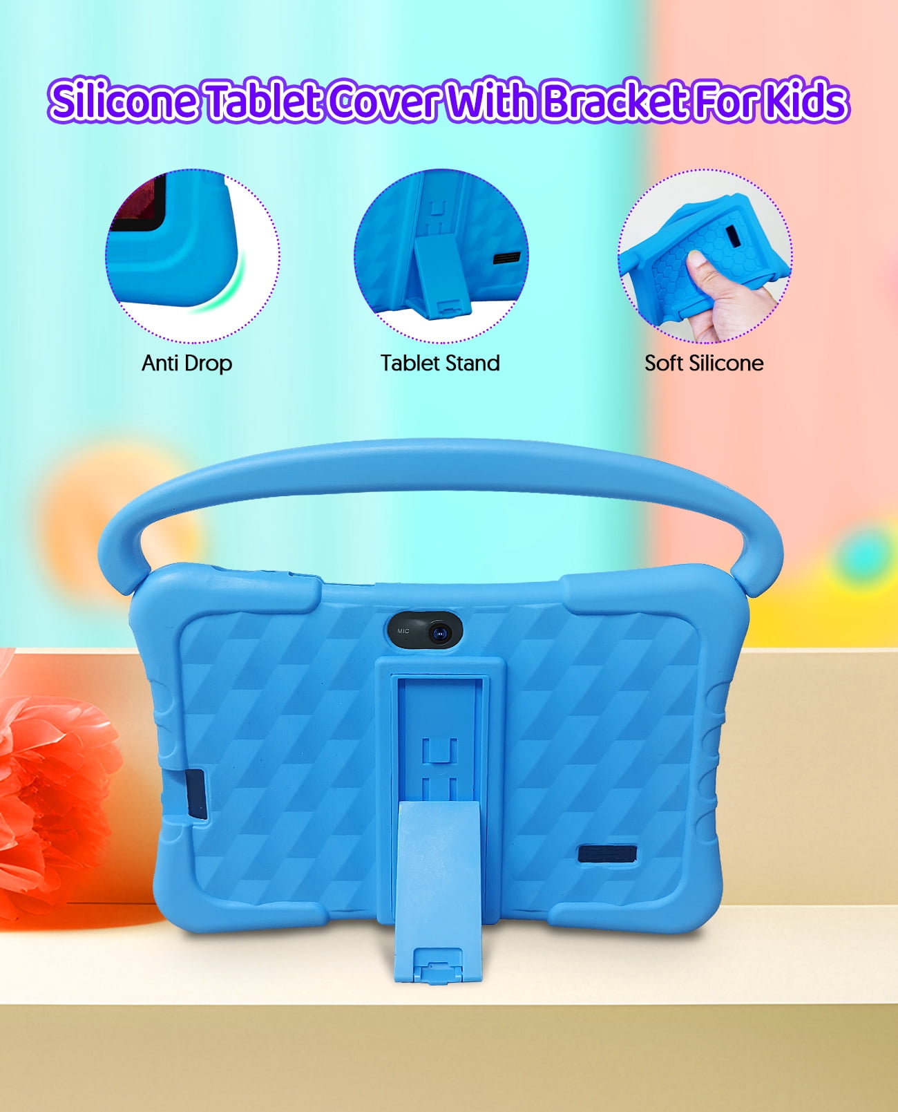 Tedupee Kids Tablet, Android 13 Kids Tablet, Quad Core Processor, 4GB(2G+2G)RAM+32GB ROM Storage, 1024 x 600 Touch Screen, WiFi, Bluetooth（Blue）